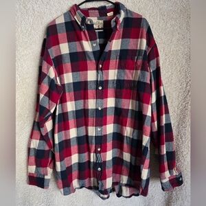 RedHead Red and Blue Plaid Casual Button-Down Shirt